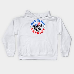 Funny 4th of July Animal Pig Time Patriot Kids Hoodie